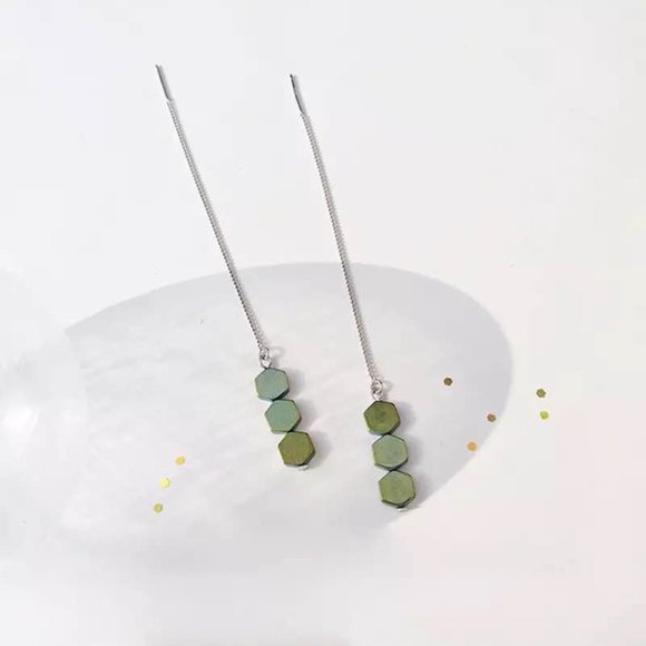 New Silver-Tone & Green "Slytherin" (Harry Potter) Geometric Threaders (Ver 22) - Picture 6 of 10